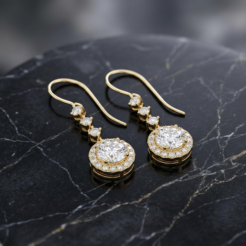 Gold Halo Drop Earrings
